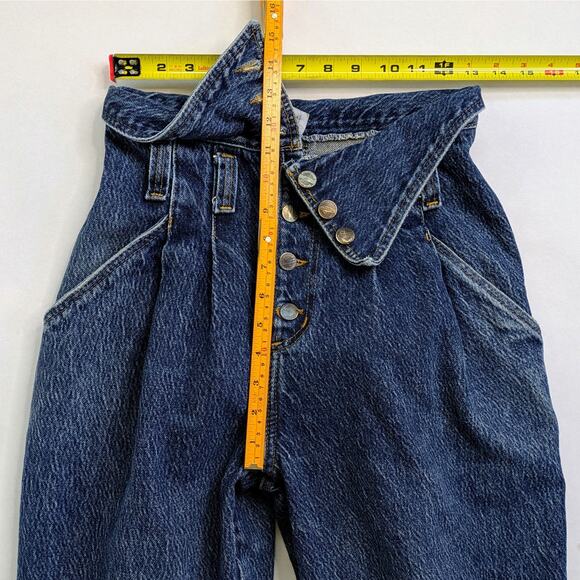 Palmetto's Jeans Vintage Women's 26* Blue Paperbag Waist Button Fly Tapered - Picture 7 of 11